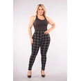 thumbnail image 2 of Plus Size Treggings With Zipper Pocket Trim - Black  Gray Plaid, 2 of 9