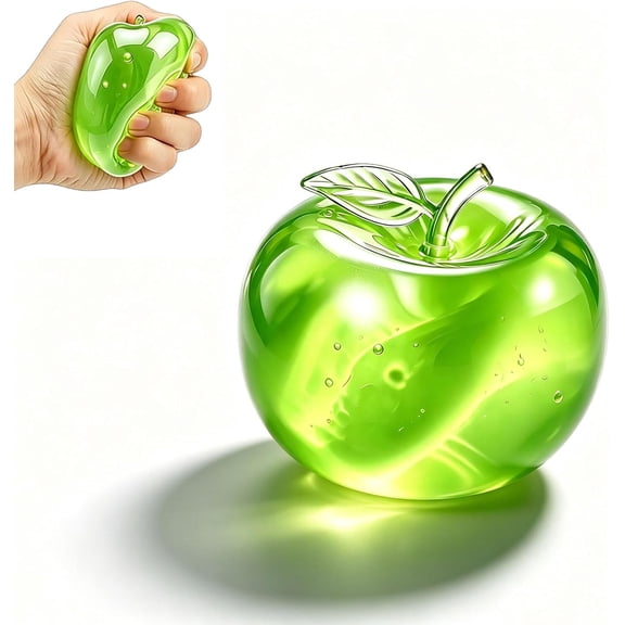 Apple Squishy, Clear Slow Rising Squishy Apple Fidget, Soft Sensory Desk Toys for Adults, Fruit Stress Ball Novelty Gift (Green)