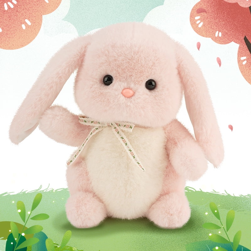 Cute Bunny Plush Toy, Soft Comfort Stuffed Animal Doll, Adorable Fluffy Rabbit Plushie for Girls, Cuddly Soothing Toy Birthday Gift for Friends and Loved Ones