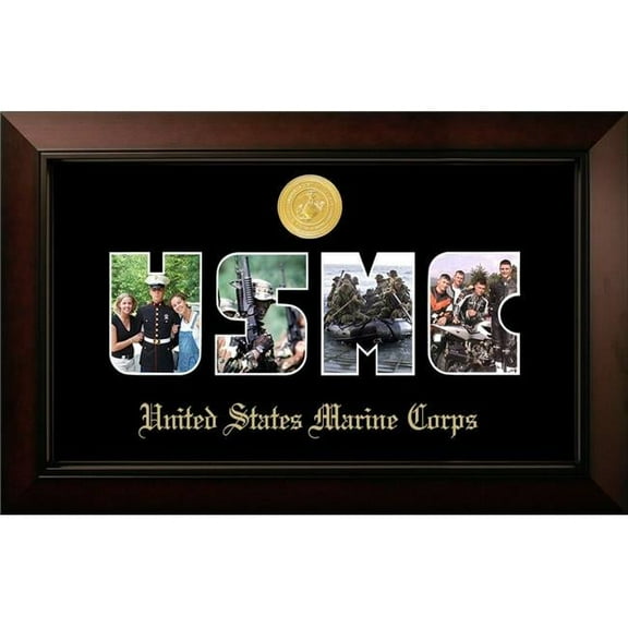 Campus Images MASSLG001S Patriot Frames Marine Collage Photo Legacy Black Cherry Frame with Gold Medallion