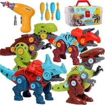 Aijohnny Take Apart Dinosaur Toys, Educational Building Construction Toys with Drill,  Engineering Birthday Gifts for 1-3 3-8 Year Old