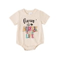 thumbnail image 2 of Aojekbee Baby Independence Day Romper Infant Short Sleeve Crewneck Letter Print Casual Romper, 2 of 10