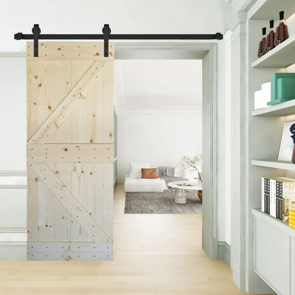 K Style Series Finished DIY Solid Wood Sliding Barn Door Slab(Hardware Kit NOT Included) (36in. x 84in., Unfinished)