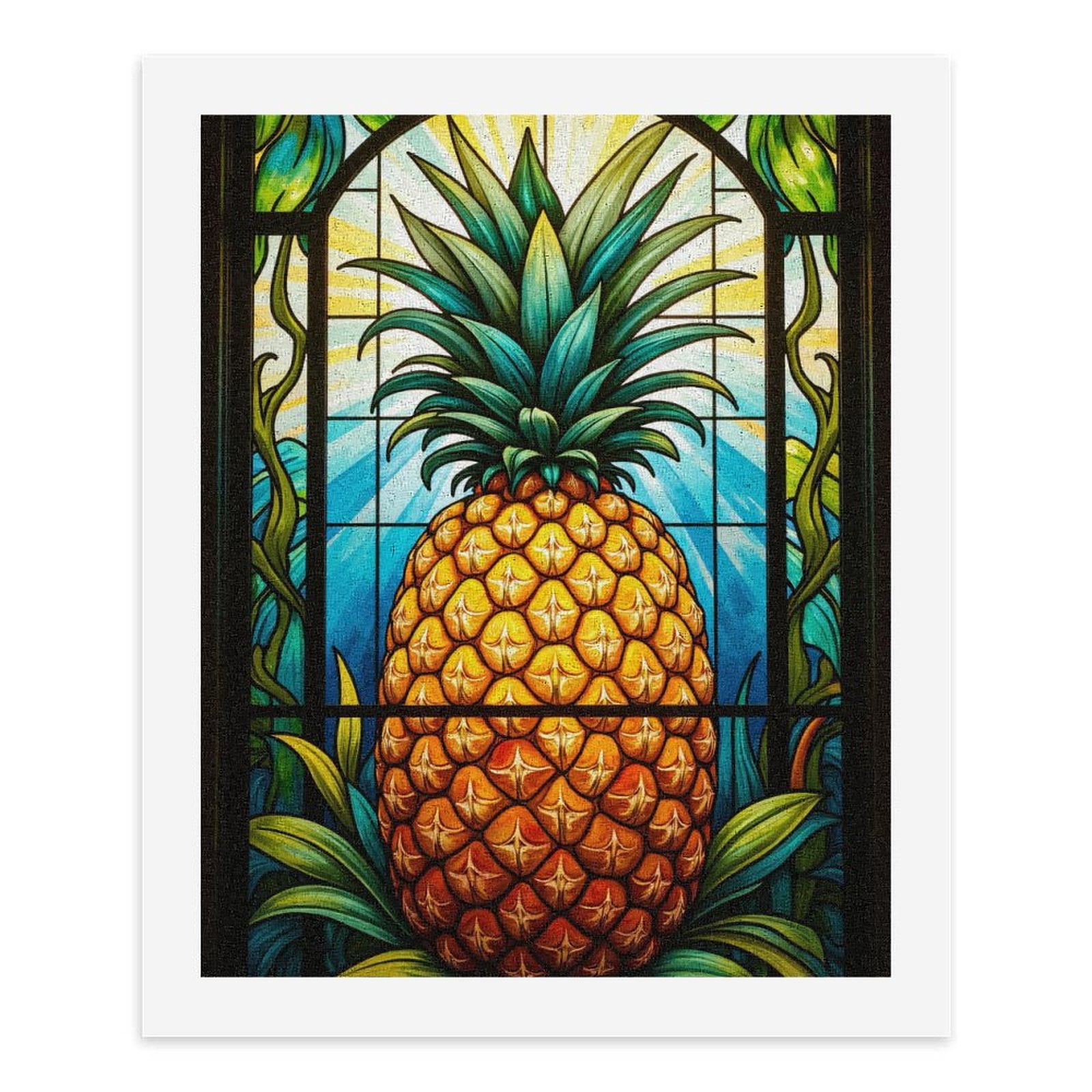 Paint By Numbers Kit for Adults Beginner - Stained Glass Pineapple Art DIY Canvas Painting Kits for Adults, Frameless Paint By Number for Adults for Home Wall Decor 16x20 Inch