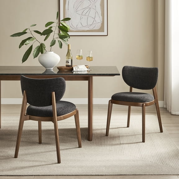 Fenwick Fabric Dining Chairs Set of 2 in Ebony