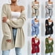 thumbnail image 2 of Europeo y americano 2023 otoño e invierno nuevo suéter suelto de longitud media chaqueta cárdigan de punto con cuello en V suéter de color sólido, 2 of 4