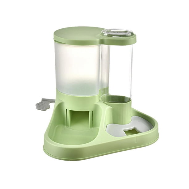 Juego de dispensador de agua y comida para mascotas integrado, práctico para perros y gatos pequeños, medianos y grandes. verde