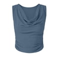 thumbnail image 6 of Fewfanhot Womens Blouses Cowl Neck Tank Top Draped V Neck Ruched Sleeveless Summer Casual Dressy Blouse, 6 of 6