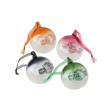 Harley-Davidson Multi-Colored Ball Ornament Set - Glass Hand Blown HDX-99157, Harley