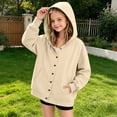 thumbnail image 2 of fatyb Hoodies for Boys Girls Long Sleeve Button down Sweatshirt Kids Plain Hooded Jacket with Pockets, 2 of 7