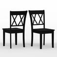 thumbnail image 5 of 3-PC - 42" Round Pedestal Dining Table + Double X-Back Dining Chairs Dining Set in Black, 5 of 9
