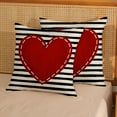 thumbnail image 2 of Valentines Day Pillow Covers 20x20 Inch Set of 2, Valentines Decor Linen Pillowcase Stripes Red Love Heart Valentines Throw Pillows Anniversary Decorative Outdoor Cushion Covers for Sofa Couch, 2 of 6