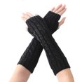 thumbnail image 1 of Womens Wrist Arm Warm Knit Wool Gloves Winter Long Fingerless Mittens, 1 of 1