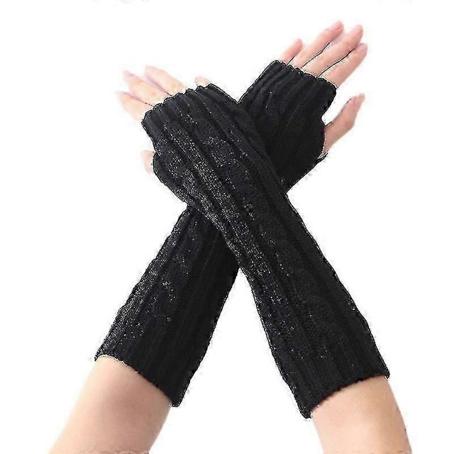 Womens Wrist Arm Warm Knit Wool Gloves Winter Long Fingerless Mittens