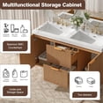thumbnail image 6 of 48 inch Bathroom Vanity with Sink Combo, Floating Double Sink Bathroom Vanities with SMC Resin Top, MDF Cabinet with Solid Wood Frame, Wall-Mounted Vanities for Large Bathrooms (48''-Wood), 6 of 8