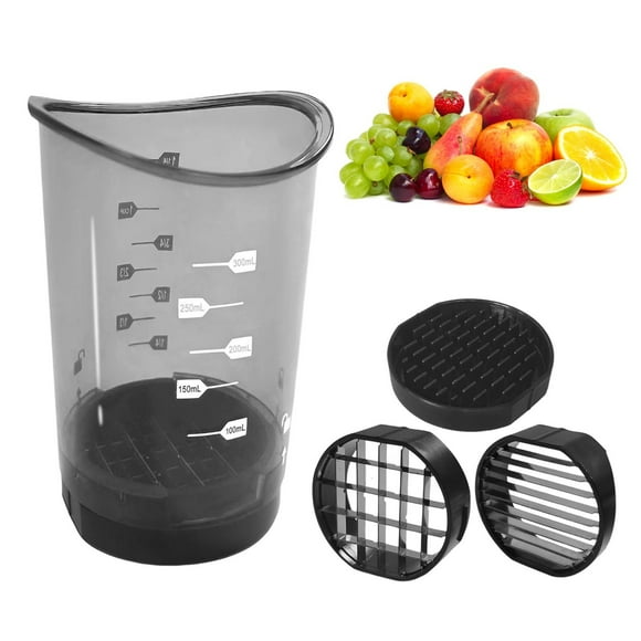 2025 Upgraded Cup Slicer - Fruit Slicing Cup with Removable Push Plate & Blade, Premium Egg Grape Banana Strawberry Cutter, Multi-Purpose Kitchen Gadget for Quick Food Prep