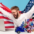 thumbnail image 3 of Farmhouse Blue Truck Tabletop Decor, 4th of July Decorations Patriotic Truck Toy Centerpiece Blue Truck Farm Truck, 3 of 8