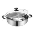 thumbnail image 2 of Olla Dividida de Acero Inoxidable para Cocinar Dos Sabores Cazo para Sopa Recipiente con Doble Asa Utensilio para Shabu Shabu con Tapa Adecuado para Inducción Gas Reuniones Familiares 28 cm, 2 of 8