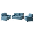 thumbnail image 2 of Hybiton Modern 3 Piece Sofa Set Linen Chair & Loveseat & Sofa - Blue, 2 of 8