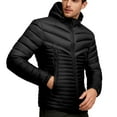 thumbnail image 2 of Xdegoge Plus Size Quilted Jacket for Men Fleece Lined Full Zip Stand Collar Padded Coat Casual Loose Solid Color Jackets Fall Winter Warm Pocketed Outerwear with Removeable Hood, 2 of 9