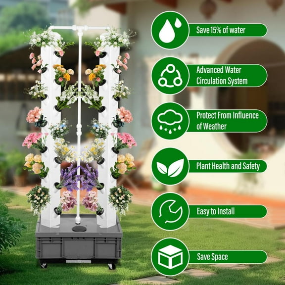 ZHAO Hydroponics Growing System Indoor Vertical Garden Planter Indoor Smart Garden Kit, 50 Plant with Pump and Movable Water Tank Vegetable Plant Gift for Gardening Lover
