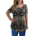 thumbnail image 2 of asddcavvf Blouse pour Femmes Hauts Grande Taille Manches Courtes Plis Chemises Imprimé Floral, 2 of 5