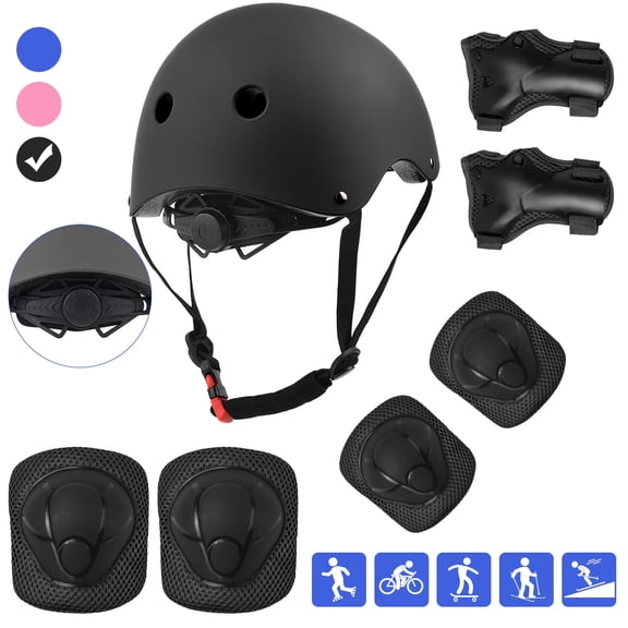 Uarter Set of 7 Helmets and Knee Pads Designed for Children, Providing Full Protection Includes Adjustable Skating Helmet, Knee and Elbow Pads Suitable for Activities Such as Cycling, Skating