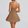 thumbnail image 5 of Stichou Women Summer Party Mini Dress Strapless Sweet Neck Bow A Line Trendy Short Club Night Out Dresses Khaki XS, 5 of 5