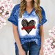 thumbnail image 1 of Fiudx Camisas de Mujer Top de Manga Corta con Estampado Degradado para Mujer, Top Sexy de Verano con Cuello En V y Estampado Regular para El Día Del Mes, 1 of 6