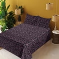thumbnail image 2 of Ambesonne Ethnic Fitted & Flat Sheet with Shams 4 Pcs Set, Tribal Symbols Motives Boho, King, Charcoal Grey and Purple, 2 of 5