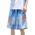 thumbnail image 2 of Beach Shorts for Men 2026 Summer Casual Floral Printed Lightweight Loose Fit Elastic Waist Wide Leg Shorts with Pockets, 2 of 4