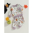 thumbnail image 3 of Wassery 2Pcs Toddler Fall Clothes for Girls Boys Baby Halloween Outfits Long Sleeve Pumpkin Print Sweatshirt + Sweatpants Set 0-3 Years, 3 of 8