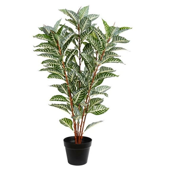 35 in. Green Zebra in Pot 125 Leaves Real Touch Petals