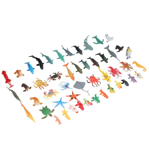 Ecomeon Ocean Action Figures,48pcs Sea Animal Figure Simulated Marine Animals Educational Ocean Sea Animal Toy,Sea Animal Figure