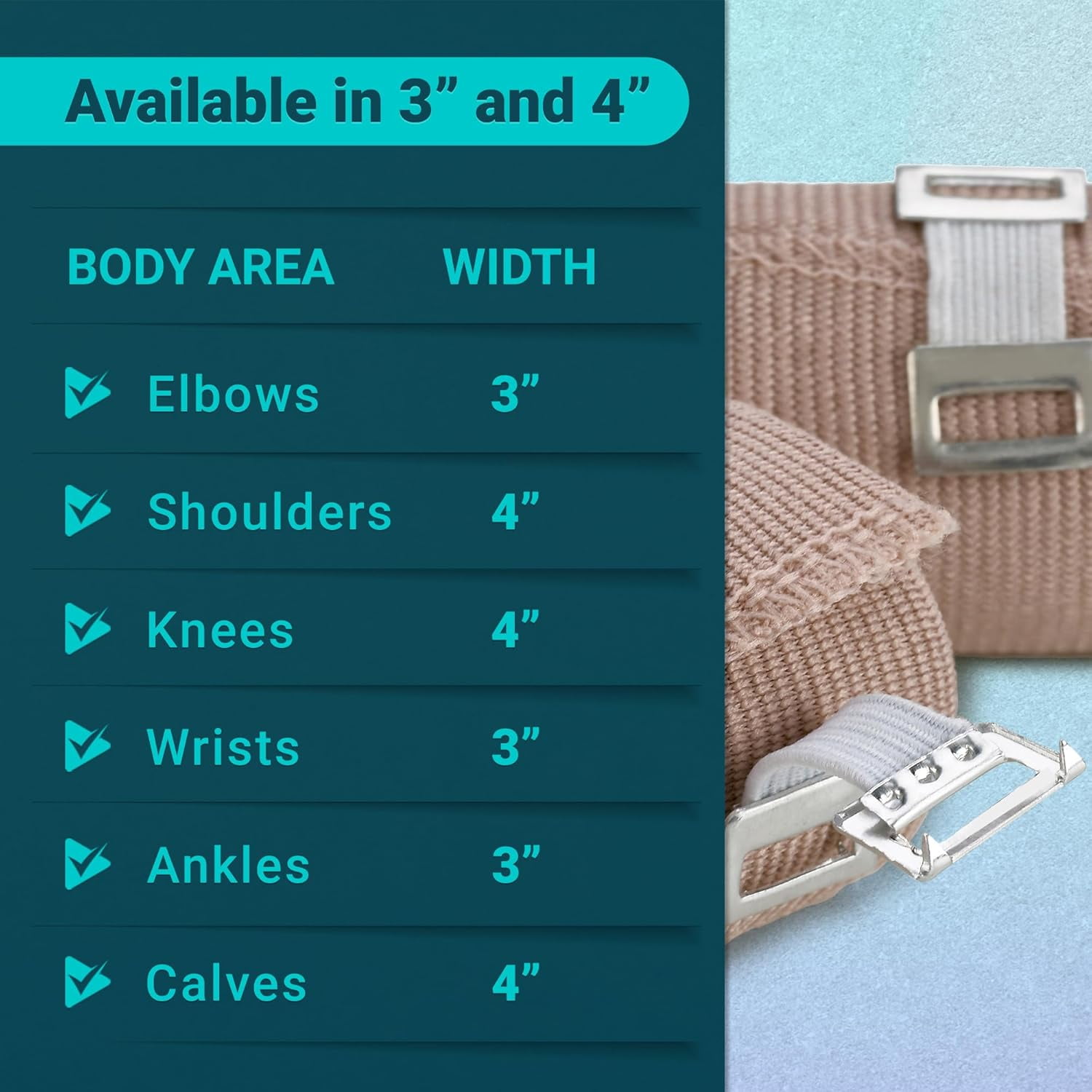 MEDca Elastic Compression Bandage Wrap (Set of 200) with Hooks - 2" x 5 Ft (100 Rolls) & 3" x 5 Ft (100 Rolls) - Reusable Athletic Support Tape for Sprains & Injuries
