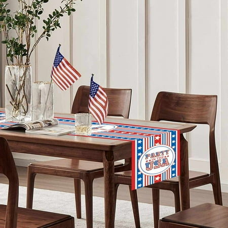 

Aopfjg Big Deals!Independence Day Table Runner Holiday Print Vintage Independence Day Decoration Tablecloth Home Decor Home Decor(D)