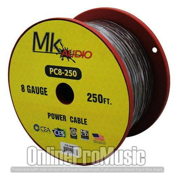 Mk Audio PC8-250OR 8 Gauge Spool Multi-Strand 250 Feet Power Wire Cable (Orange)