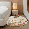 thumbnail image 2 of Round Rugs 8Ft, Yellow Red Blue Spring Floral Round Area Rug Washable Indoor Throw Carpet, Watercolor Botanical Summer Flowers Large Non Slip Circle Rug for Kids Room RV Home Decor Aesthetic, 2 of 8