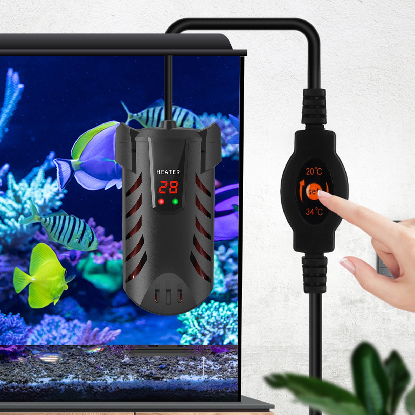 HZEWLS 100W Mini Submersible Digital Display Aquarium Heater for Small Fish Tank, Compact and