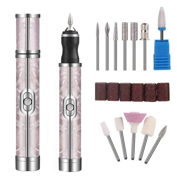 Electric Nail Drill, Manicure Set, Toe Nail Grinder Kit for Thick Nails, Toe Nail Grinder Kit Cordless 4 Speeds, Professional Nail Removing Acrylic Nail Tools, Pink