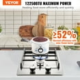 thumbnail image 2 of VEVOR Gas Cooktop 12 inch, Max 12250BTU 2 Burners Built-in Stainless Steel Gas Stove Top, LPG/NG Convertible Dual Fuel Natural Gas Hob with Thermocouple Protection for Outdoor, Kitchen, Camping, RV, 2 of 9