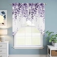 thumbnail image 6 of Swag Valance Curtains for Windows, Purple Light Filtering Kitchen Curtains with Rod Pocket, Eucalyptus Leaves Decorative Window Treatment Valances for Living Room, 28x36 - 2 PCS, 6 of 9