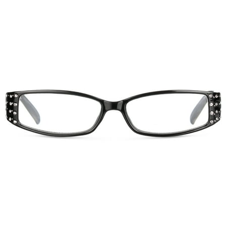M Readers Women's Erin +2.50 Rectangle Reading Glasses with Case, Black