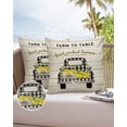 thumbnail image 6 of Pack of 2 Outdoor Pillow Covers, FARM TO TABLE PICKED LEMONS Lattice Truck Plank Waterproof Square Throw Pillowcase Cushion Decorative Pillow Covers for Couch Patio Tent, 24x24 in, 6 of 6