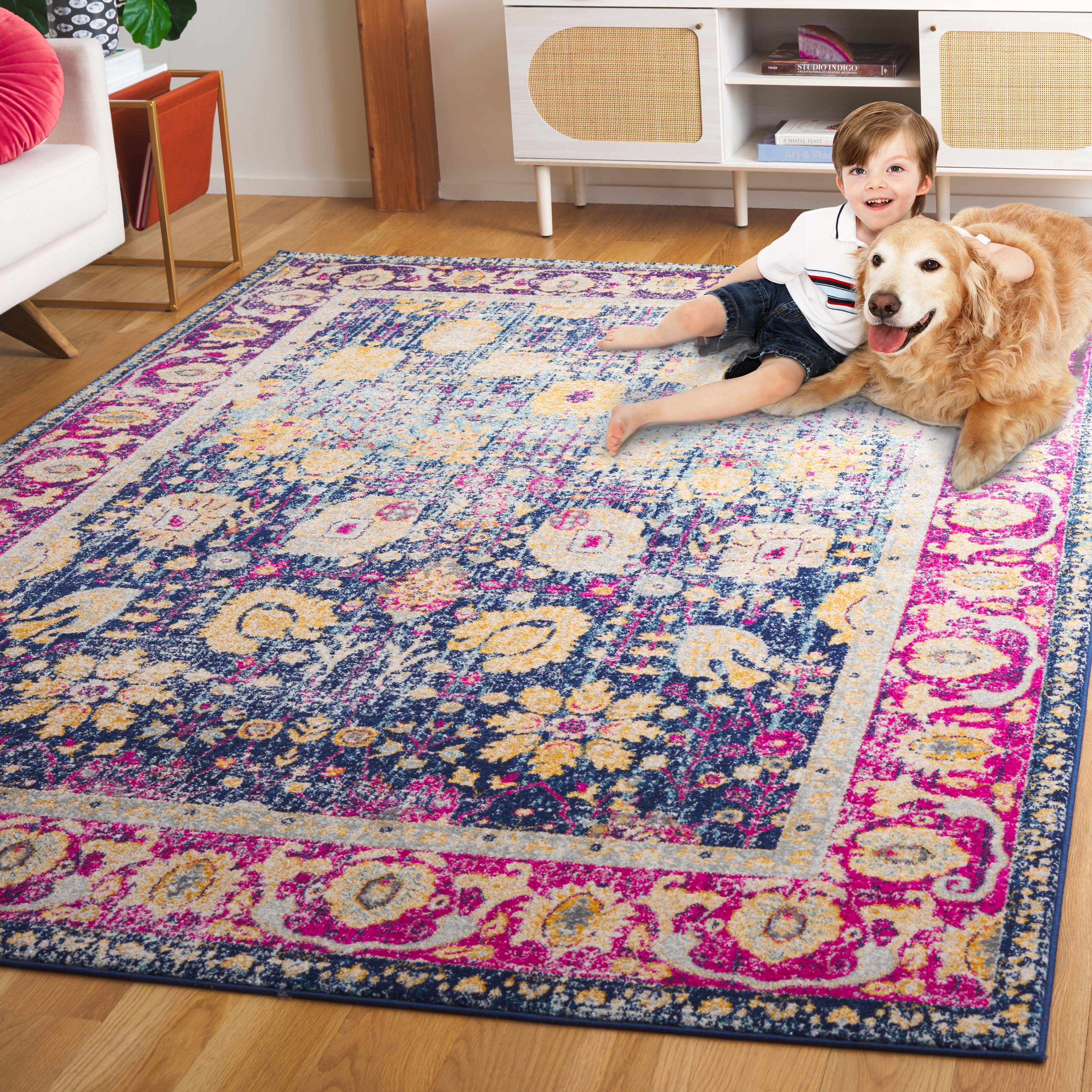 Safavieh Granada Blair Oriental Area Rug, Blue/Fuchsia, 6'7" x 9'