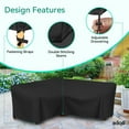 thumbnail image 5 of Adiqo Waterproof Patio Sectional Sofa Cover V-Shaped 5-Seater, Outdoor Couch Furniture Cover, 85" x 85" x 34" x 32"H, Black, 5 of 7