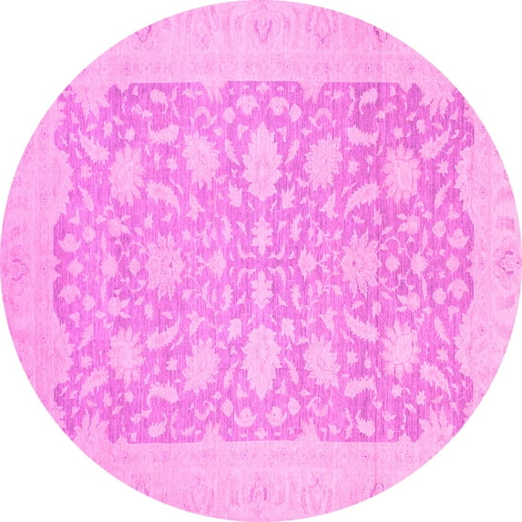 Ahgly Company Indoor Round Oriental Pink Traditional Area Rugs, 6' Round