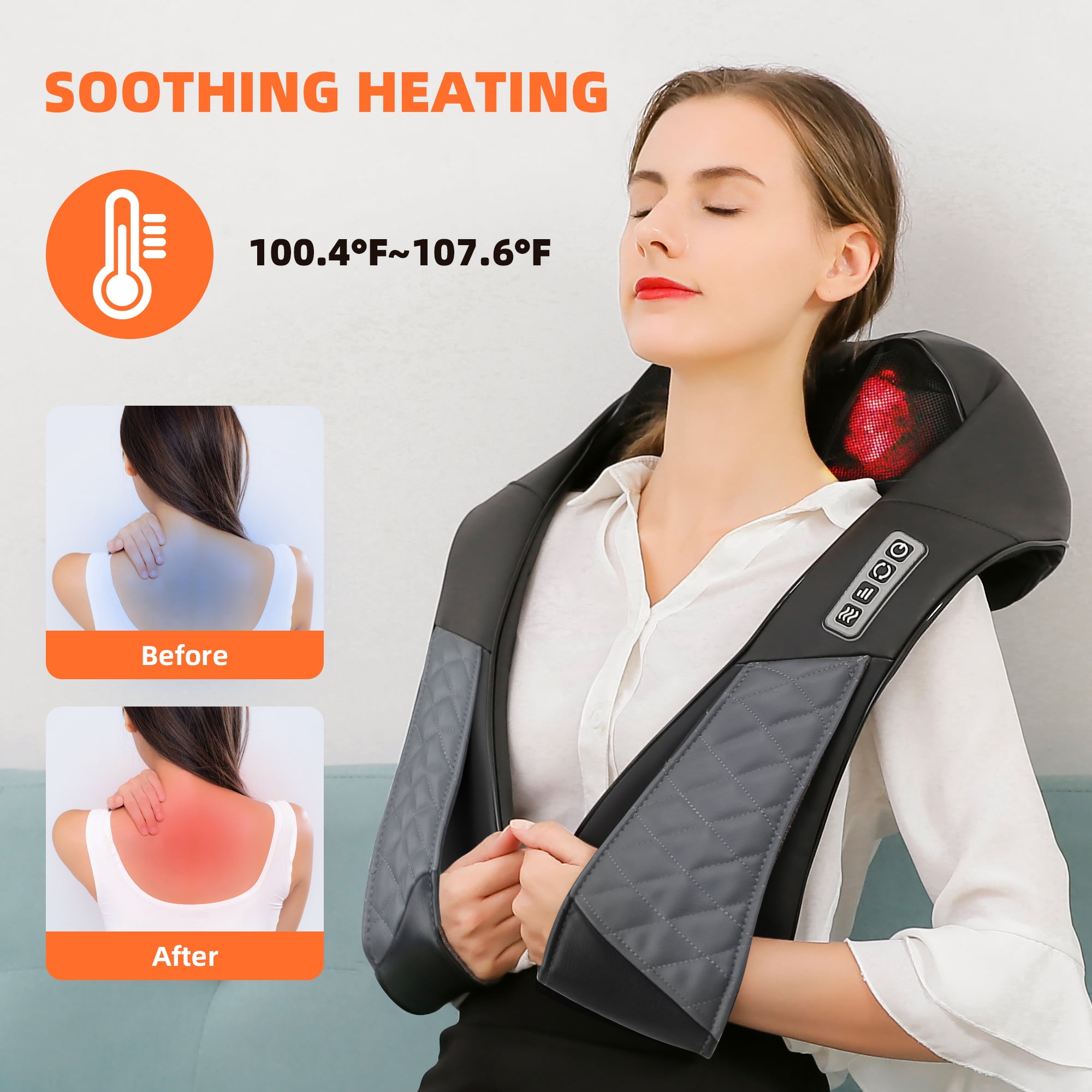 Ikristin Neck and Shoulder Massager with Heat, Shiatsu Shoulder Massager for Full Body, Deep Tissue 3D Kneading Massage Pillow for Shoulder, Back, Body Muscle Pain Relief, Gifts for Women Men