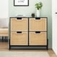 thumbnail image 1 of ChaoLink Mueble para zapatos de ratán natural con 4 puertas abatibles, organizador independiente de madera con 3 niveles para almacenar zapatos, 1 of 6