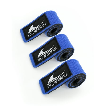 BLUEWING 3pcs Fishing Rod Wraps Stretchy Fishing Pole Straps Jig Wraps Elastic Rod Belts Ties for Spinning and Casting Rods Blue